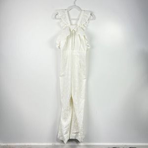 Gianni Bini White Eyelet Cotton Jumpsuit Size Small